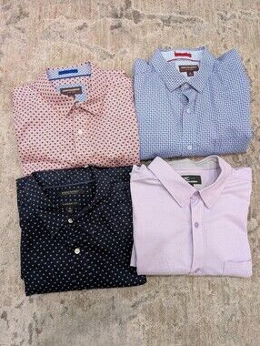 4 Mens Button Down Shirts - XL - Johnston & Murphy & Banana Republic - EUC